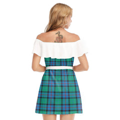 Flower Of Scotland Tartan Plaid Off-shoulder Dress With Ruffle