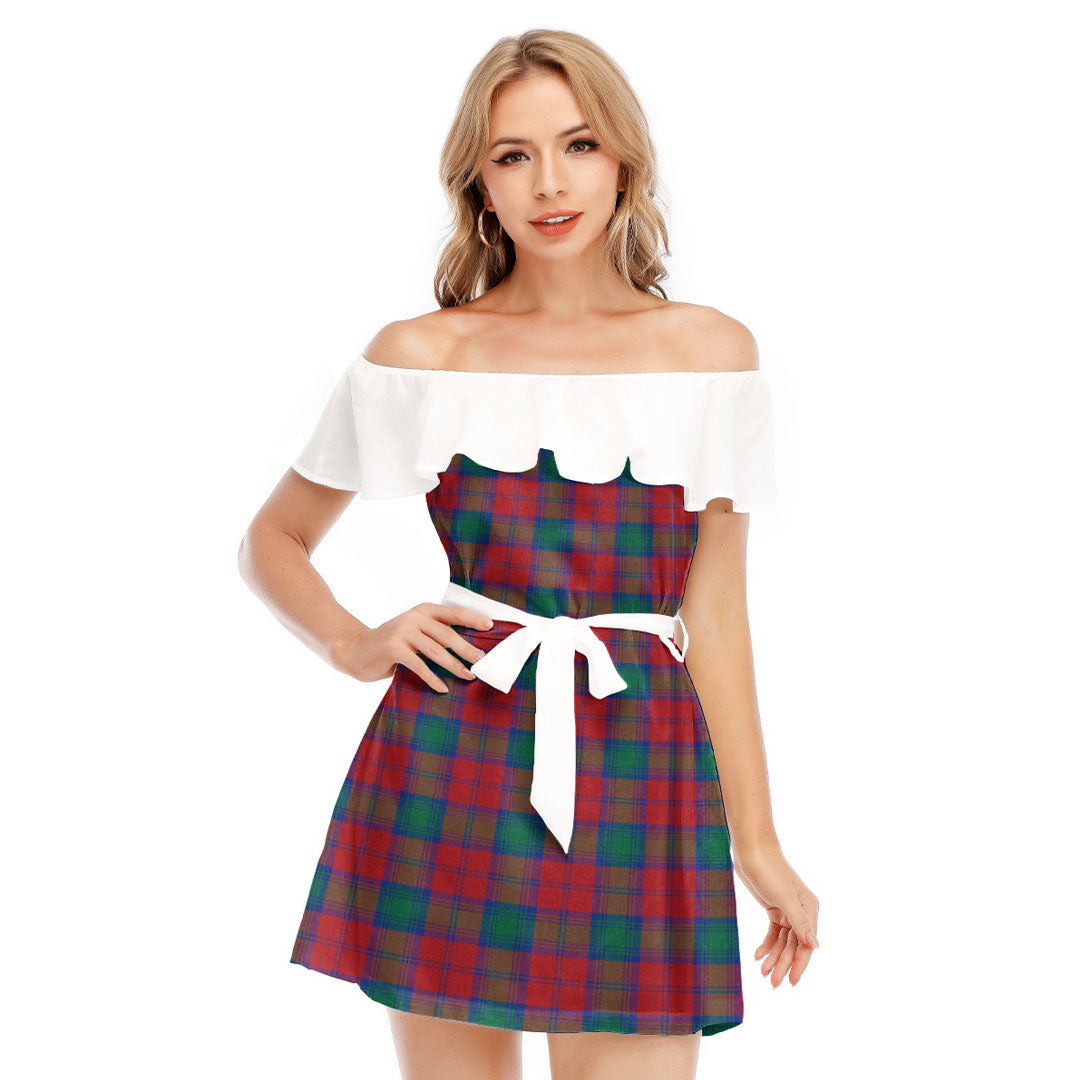 Lindsay Modern Tartan Plaid Off-shoulder Dress With Ruffle