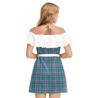 Pitcairn Hunting Tartan Plaid Off-shoulder Dress With Ruffle