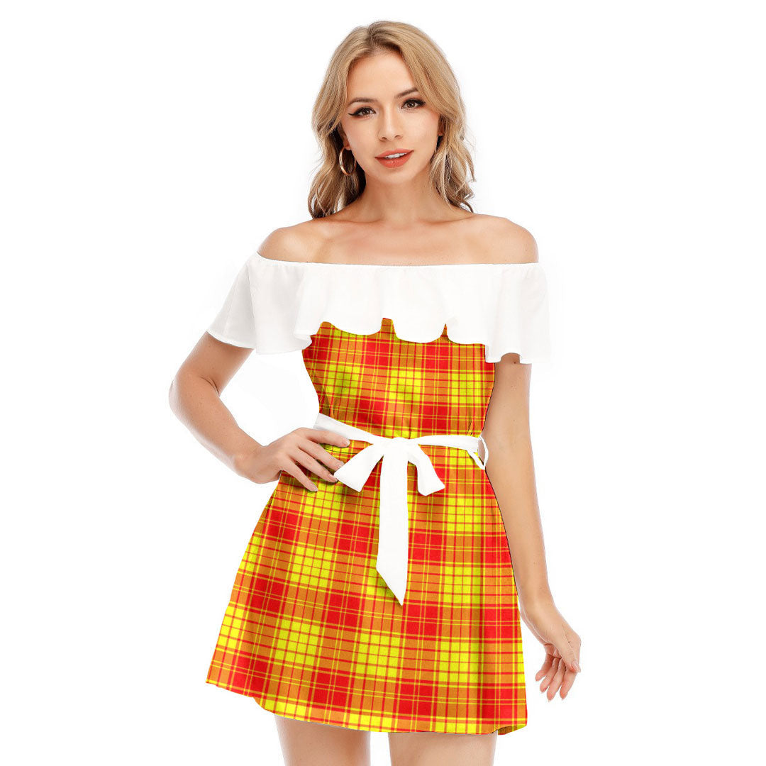 MacMillan Clan Tartan Plaid Off-shoulder Dress With Ruffle