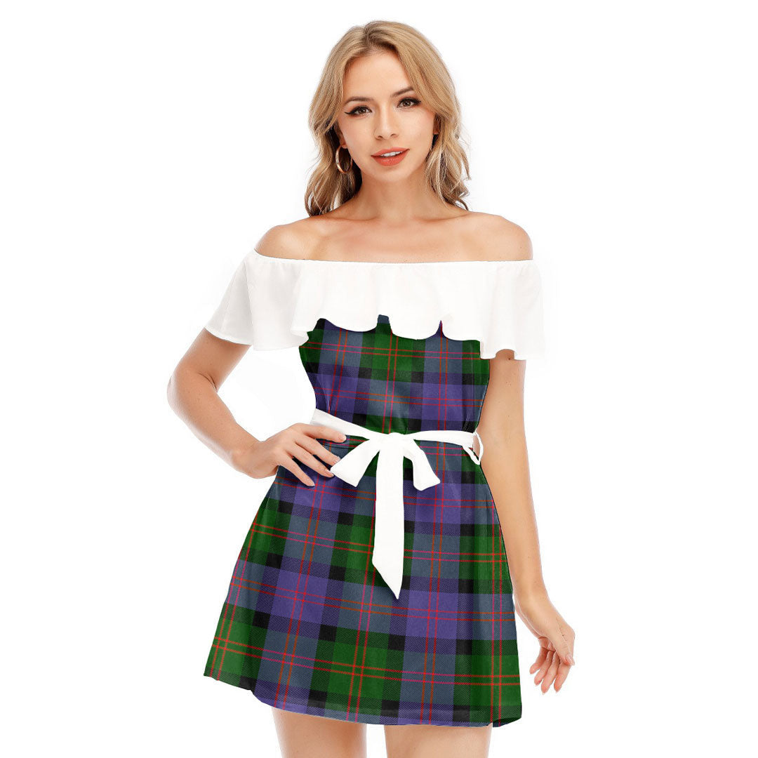 Blair Modern Tartan Plaid Off-shoulder Dress With Ruffle