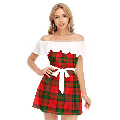 Dunbar Modern Tartan Plaid Off-shoulder Dress With Ruffle