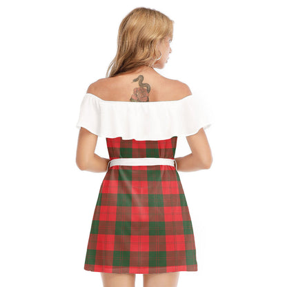 Erskine Modern Tartan Plaid Off-shoulder Dress With Ruffle