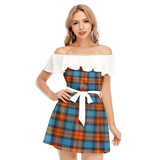 MacLachlan Ancient Tartan Plaid Off-shoulder Dress With Ruffle