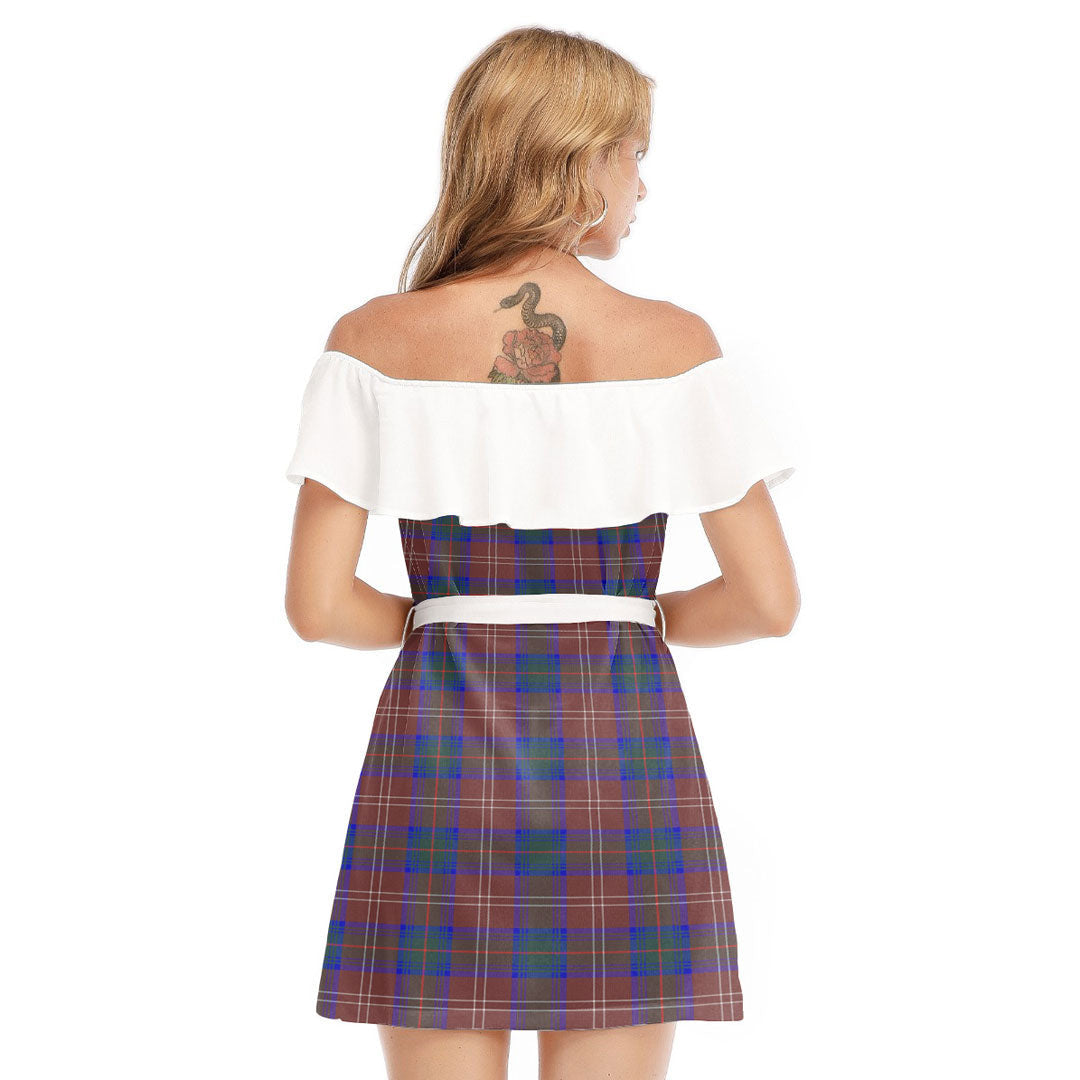 Chisholm Hunting Modern Tartan Plaid Off-shoulder Dress With Ruffle