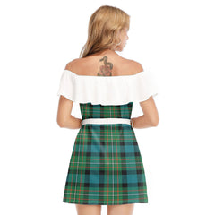 FERGUSON ANCIENT Tartan Plaid Off-shoulder Dress With Ruffle