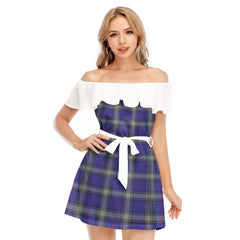 Kinnaird Tartan Plaid Off-shoulder Dress With Ruffle