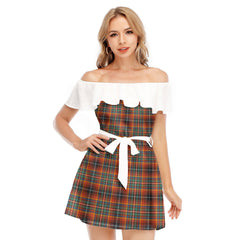 Innes Ancient Tartan Plaid Off-shoulder Dress With Ruffle