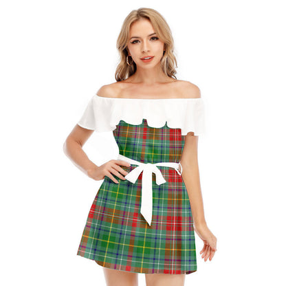 Muirhead Tartan Plaid Off-shoulder Dress With Ruffle