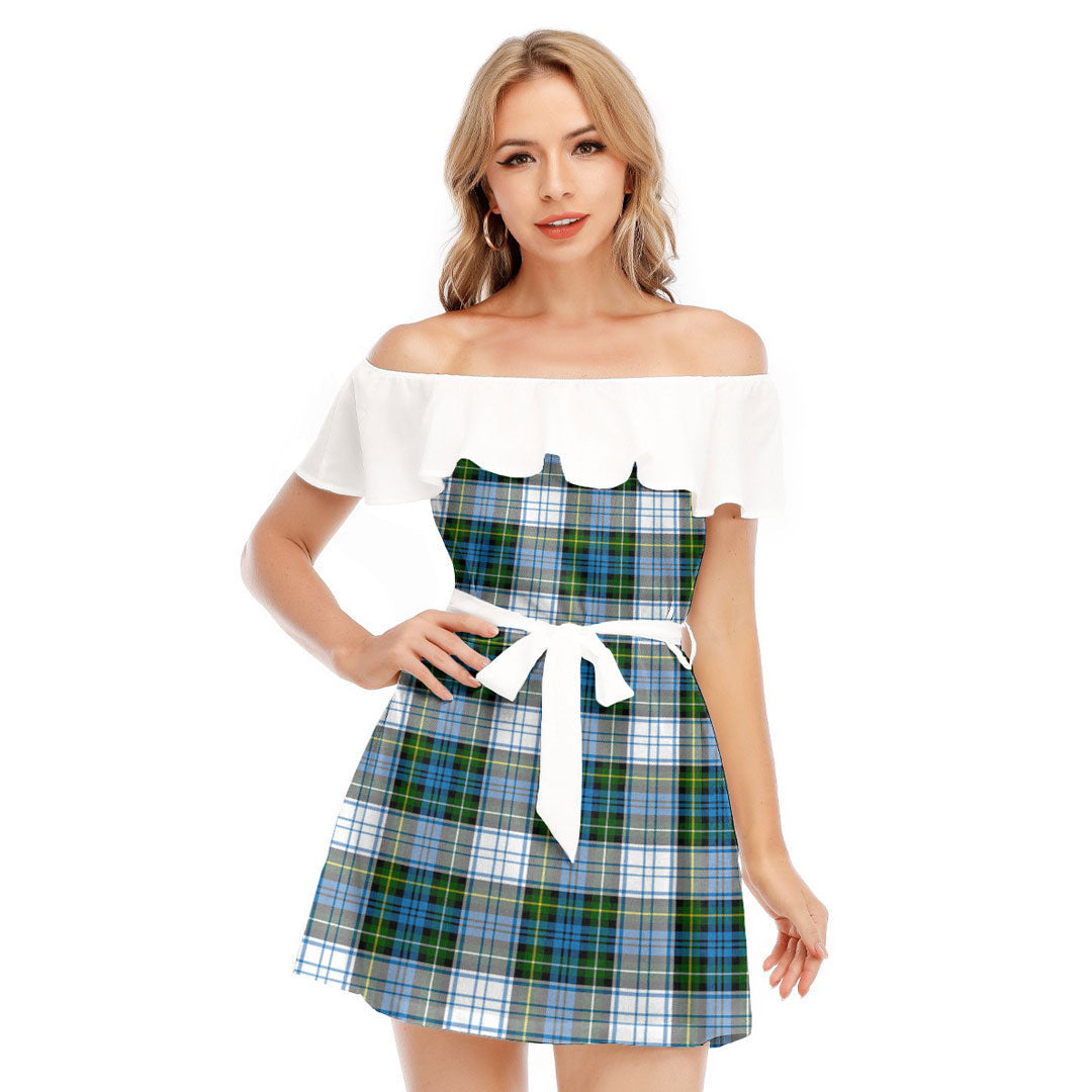 Campbell Dress Tartan Plaid Off-shoulder Dress With Ruffle