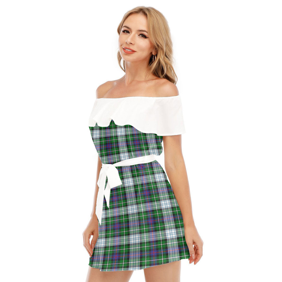 MacKenzie Dress Modern Tartan Plaid Off-shoulder Dress With Ruffle