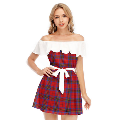 Leslie Modern Tartan Plaid Off-shoulder Dress With Ruffle