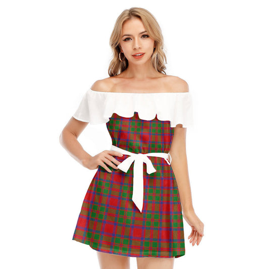 MacKintosh Modern Tartan Plaid Off-shoulder Dress With Ruffle