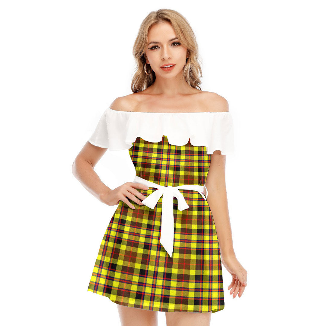 Jardine Tartan Plaid Off-shoulder Dress With Ruffle