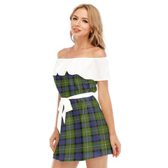 Fergusson Modern Tartan Plaid Off-shoulder Dress With Ruffle