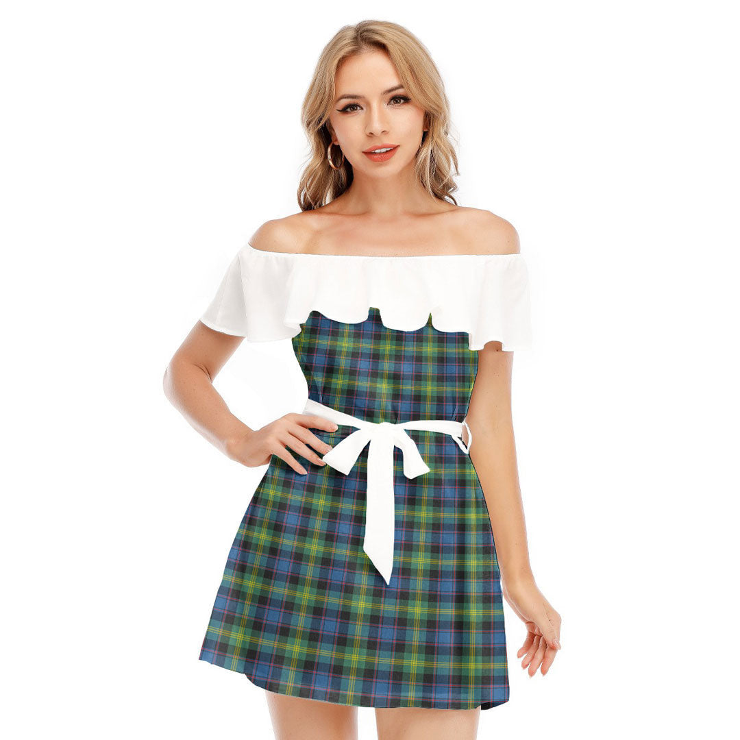 Watson Ancient Tartan Plaid Off-shoulder Dress With Ruffle