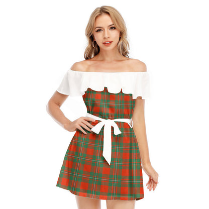 MacGregor Ancient Tartan Plaid Off-shoulder Dress With Ruffle