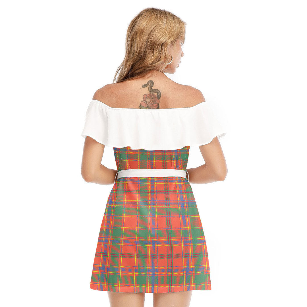 Munro Ancient Tartan Plaid Off-shoulder Dress With Ruffle