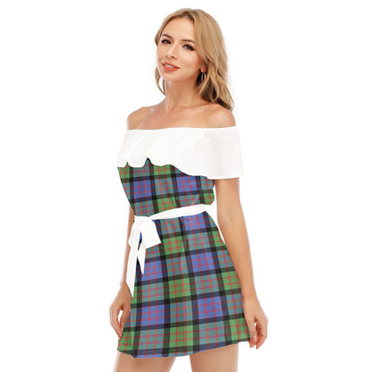 MacDonald Ancient Tartan Plaid Off-shoulder Dress With Ruffle