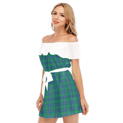 Irvine Ancient Tartan Plaid Off-shoulder Dress With Ruffle