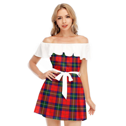 Ruthven Modern Tartan Plaid Off-shoulder Dress With Ruffle