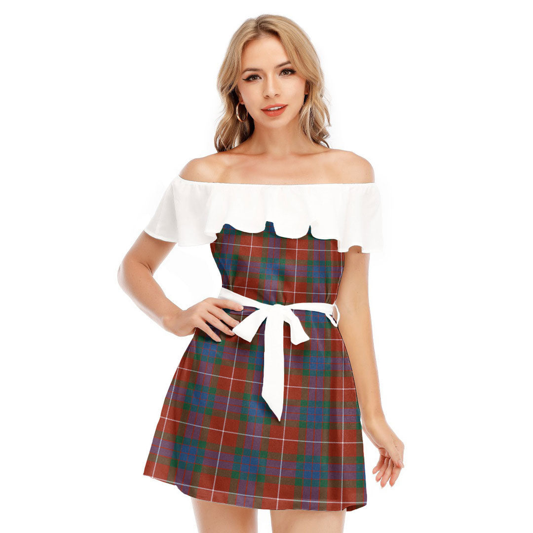 Fraser Ancient Tartan Plaid Off-shoulder Dress With Ruffle