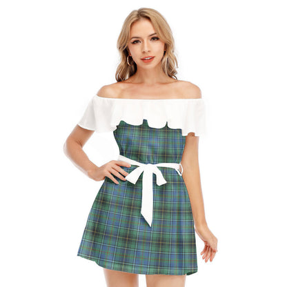 MacInnes Ancient Tartan Plaid Off-shoulder Dress With Ruffle