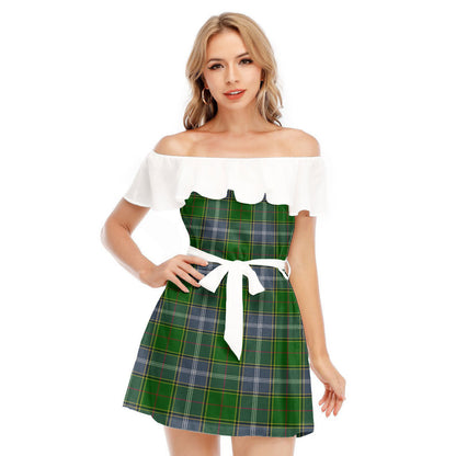 Pringle Tartan Plaid Off-shoulder Dress With Ruffle