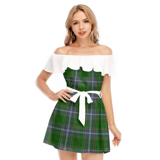 Pringle Tartan Plaid Off-shoulder Dress With Ruffle