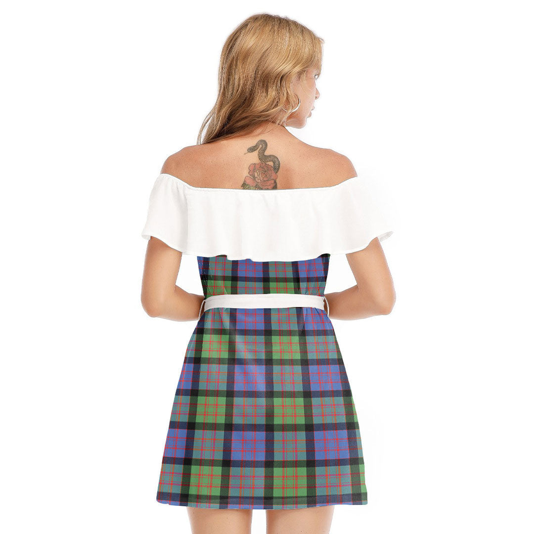 MacDonald Ancient Tartan Plaid Off-shoulder Dress With Ruffle