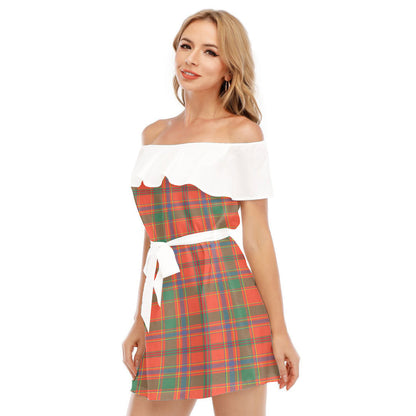 Munro Ancient Tartan Plaid Off-shoulder Dress With Ruffle