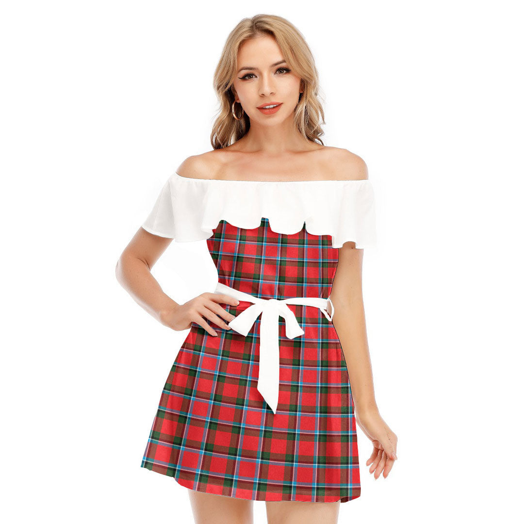 Sinclair Modern Tartan Plaid Off-shoulder Dress With Ruffle