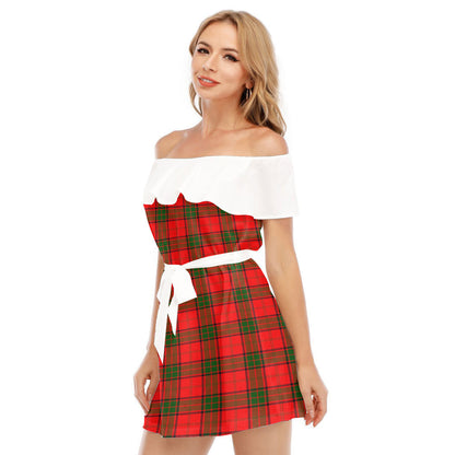 Maxwell Modern Tartan Plaid Off-shoulder Dress With Ruffle