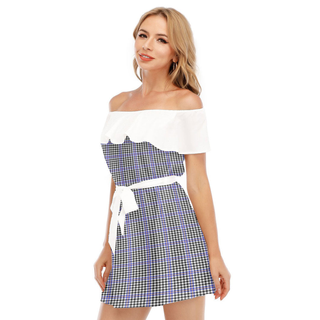 Sir Walter Scott Tartan Plaid Off-shoulder Dress With Ruffle