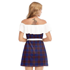 Home Modern Tartan Plaid Off-shoulder Dress With Ruffle