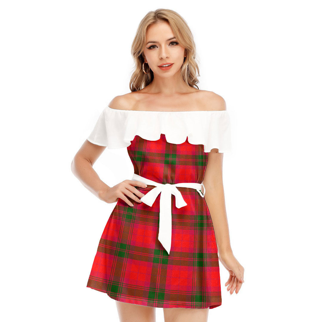 MacNab Modern Tartan Plaid Off-shoulder Dress With Ruffle