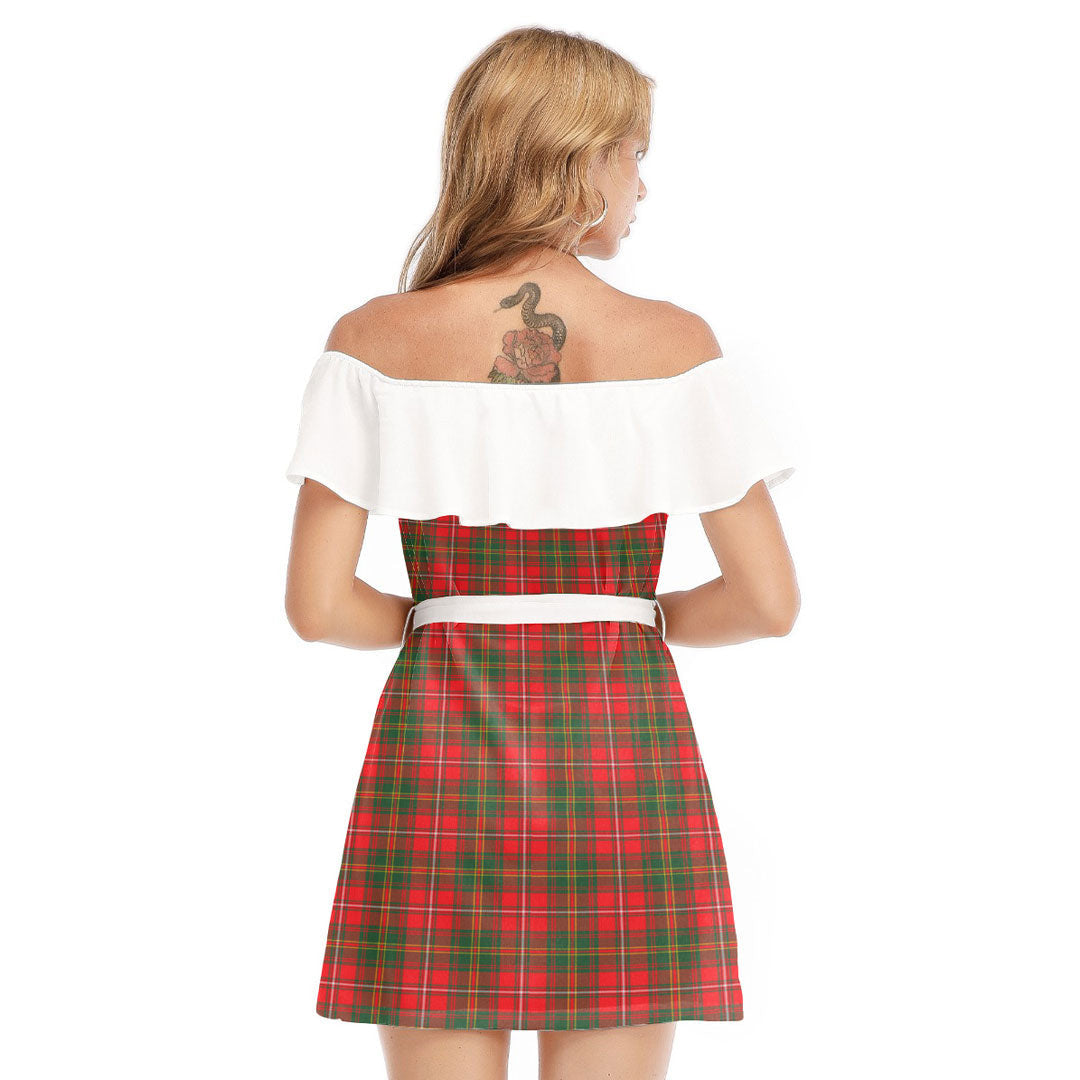 Hay Modern Tartan Plaid Off-shoulder Dress With Ruffle