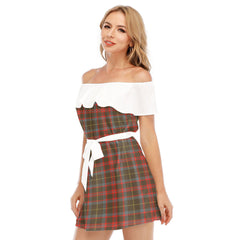 MacKintosh Hunting Weathered Tartan Plaid Off-shoulder Dress With Ruffle