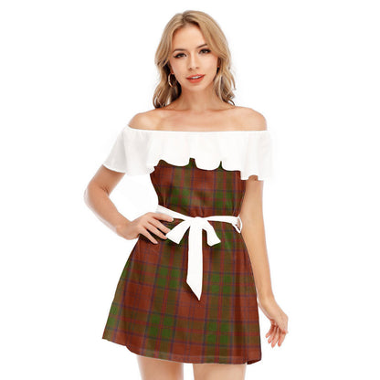 Drummond Clan Tartan Plaid Off-shoulder Dress With Ruffle