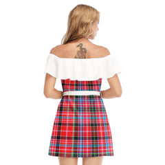 Aberdeen District Tartan Plaid Off-shoulder Dress With Ruffle