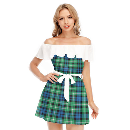 Graham of Montrose Ancient Tartan Plaid Off-shoulder Dress With Ruffle