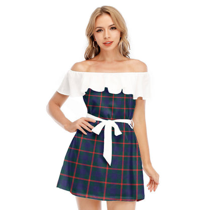 Agnew Modern Tartan Plaid Off-shoulder Dress With Ruffle