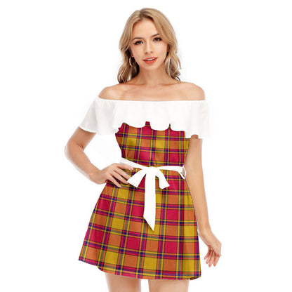 Scrymgeour Tartan Plaid Off-shoulder Dress With Ruffle