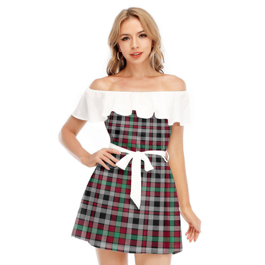 Borthwick Ancient Tartan Plaid Off-shoulder Dress With Ruffle