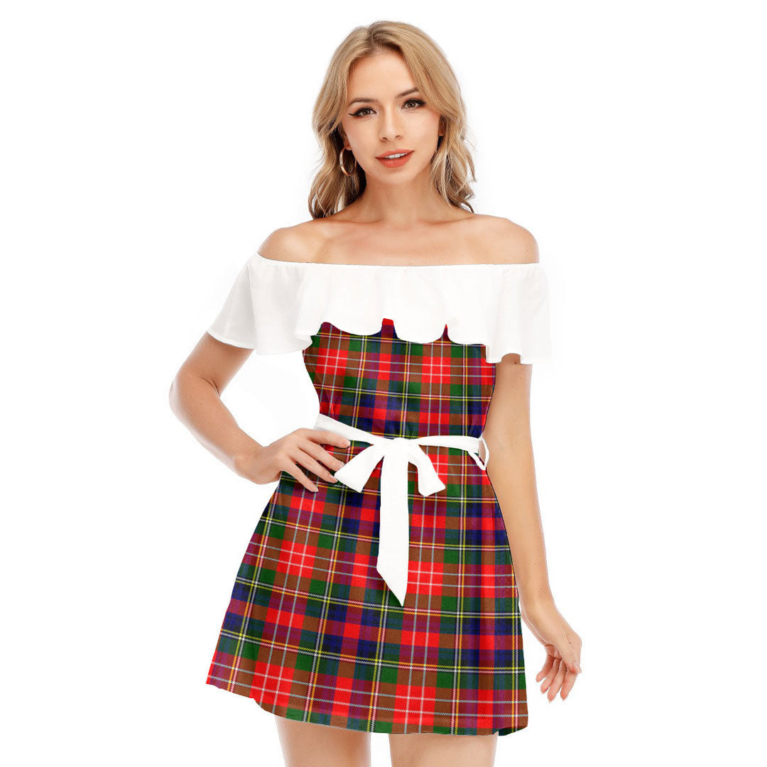 Christie Tartan Plaid Off-shoulder Dress With Ruffle