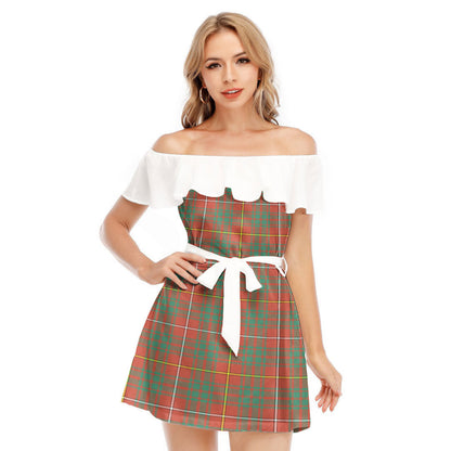 Bruce Ancient Tartan Plaid Off-shoulder Dress With Ruffle