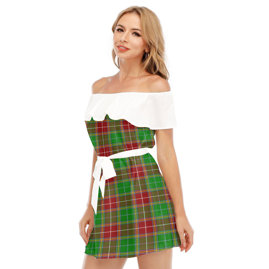 Baxter Modern Tartan Plaid Off-shoulder Dress With Ruffle