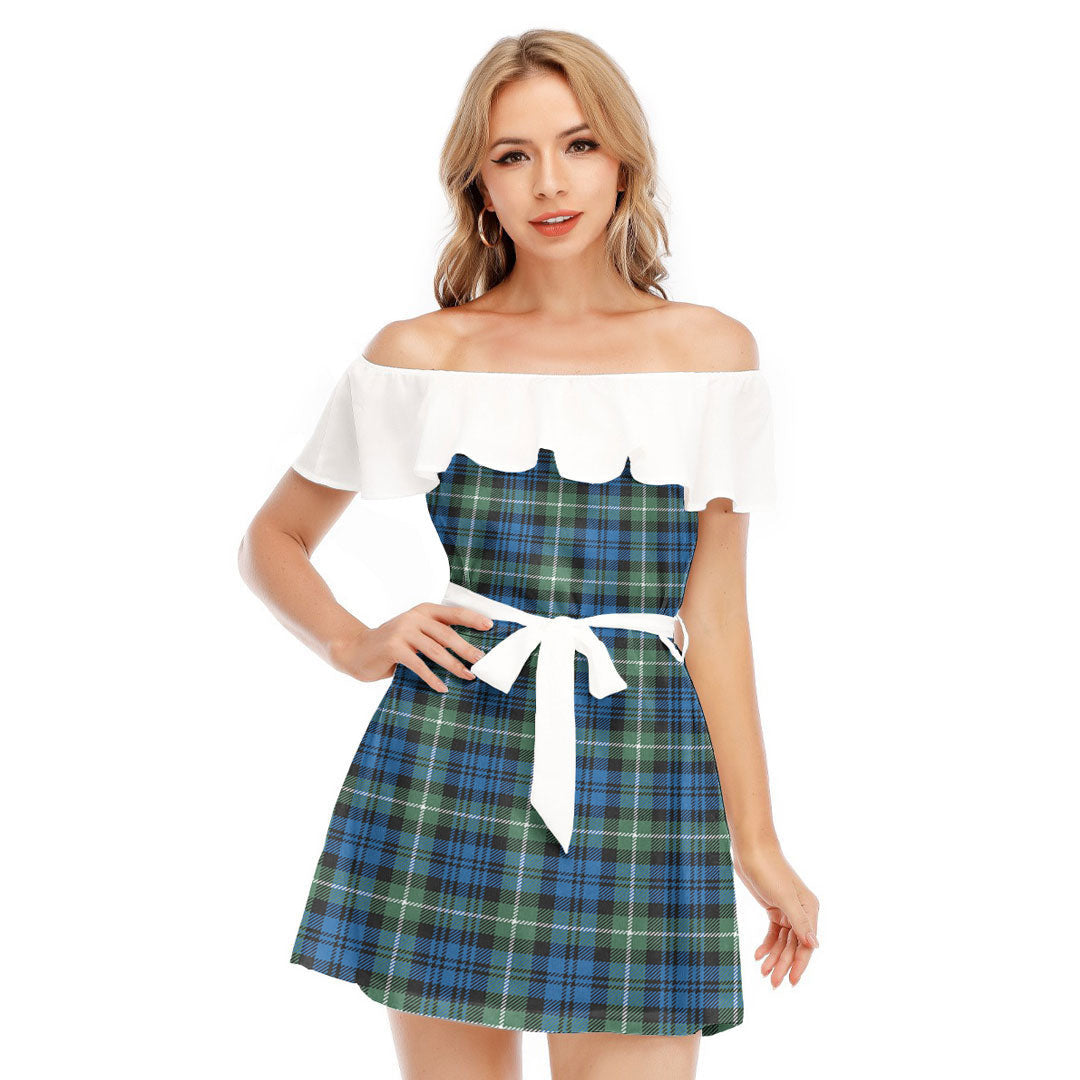 Lamont Ancient Tartan Plaid Off-shoulder Dress With Ruffle