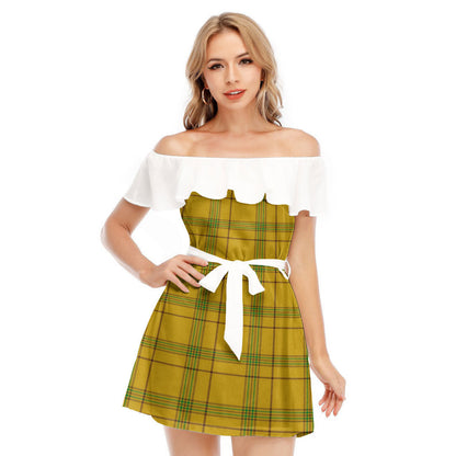 Houston Tartan Plaid Off-shoulder Dress With Ruffle