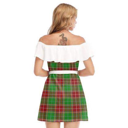 Baxter Modern Tartan Plaid Off-shoulder Dress With Ruffle